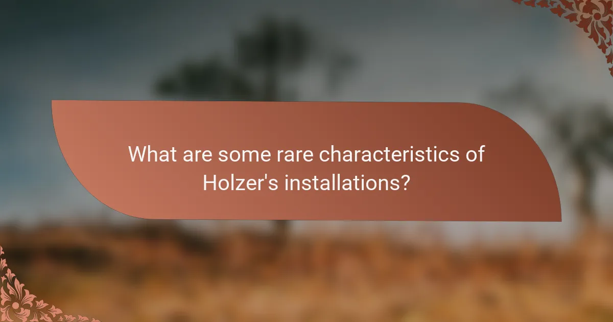 What are some rare characteristics of Holzer's installations?