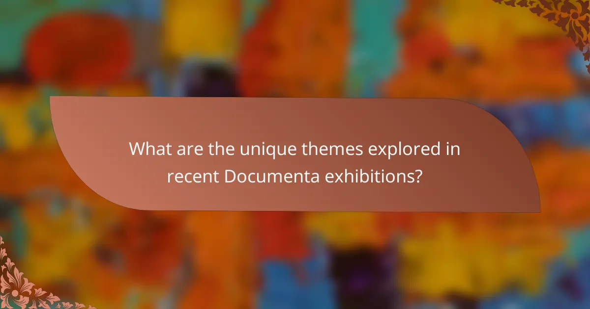What are the unique themes explored in recent Documenta exhibitions?