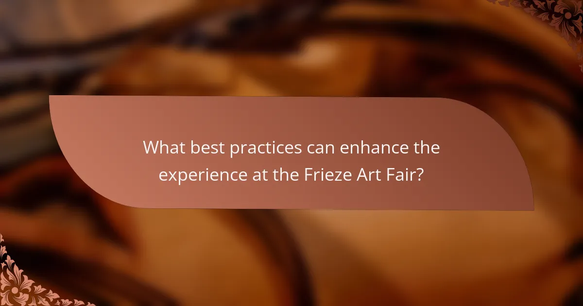What best practices can enhance the experience at the Frieze Art Fair?
