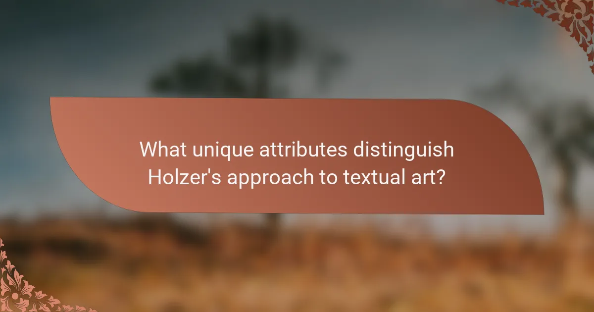 What unique attributes distinguish Holzer's approach to textual art?