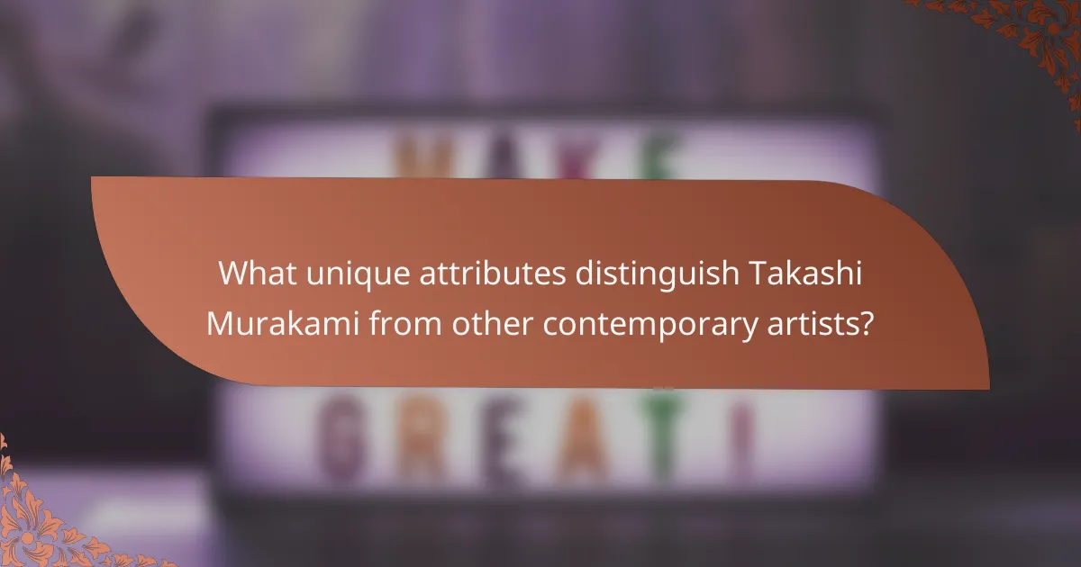 What unique attributes distinguish Takashi Murakami from other contemporary artists?