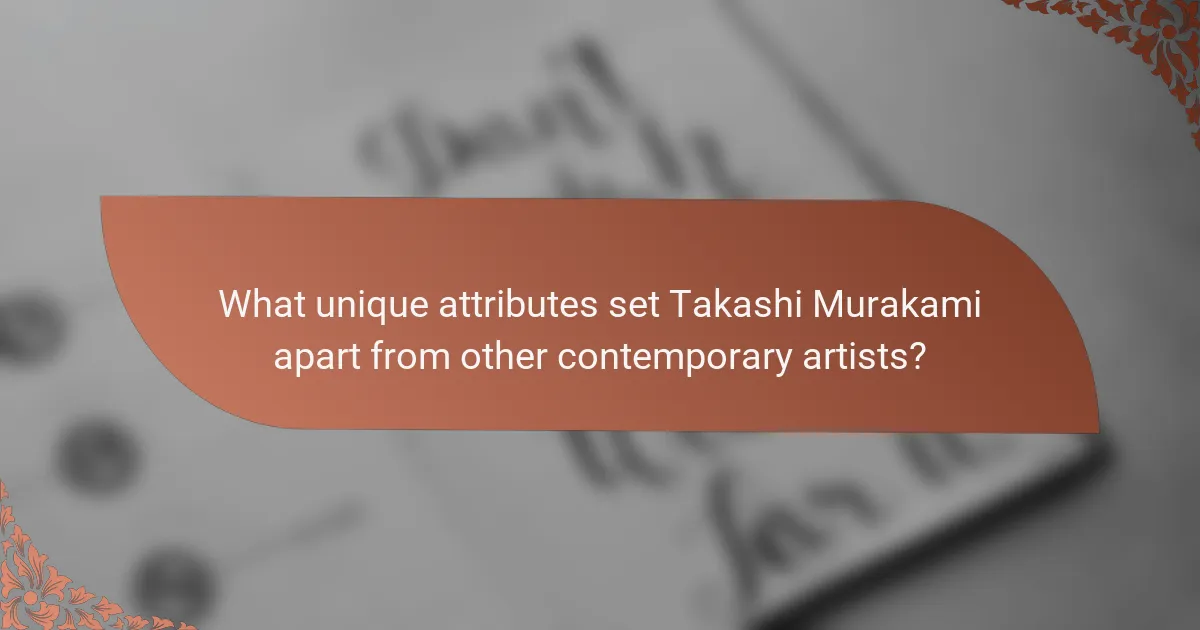 What unique attributes set Takashi Murakami apart from other contemporary artists?